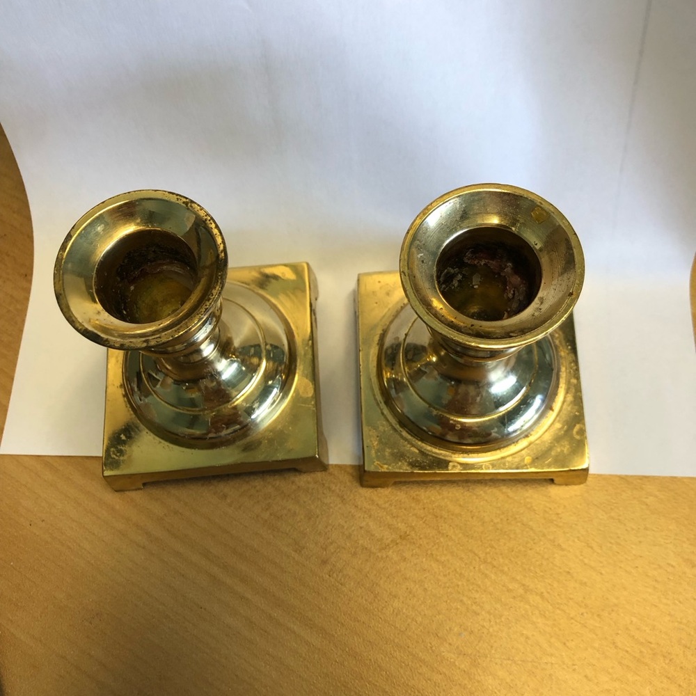 Brass Candlestick Holders - Pair - Picture 2 of 5